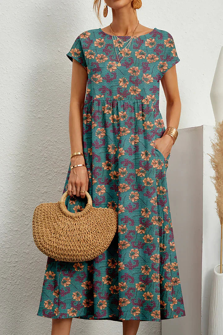 Ärmelloses bedrucktes Kleid mit Rundhalsausschnitt | Ideal für den Sommer
