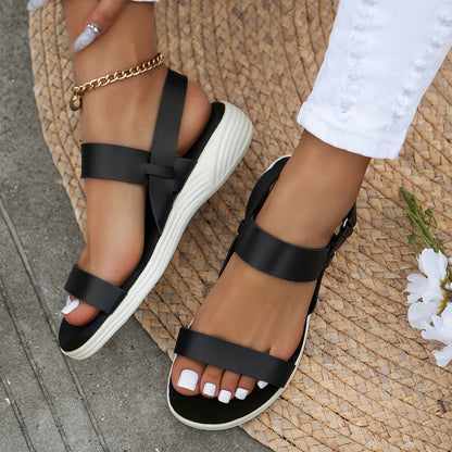 Damen Peep-Toe Sandalen mit Klettverschluss | Ideal für den Sommer