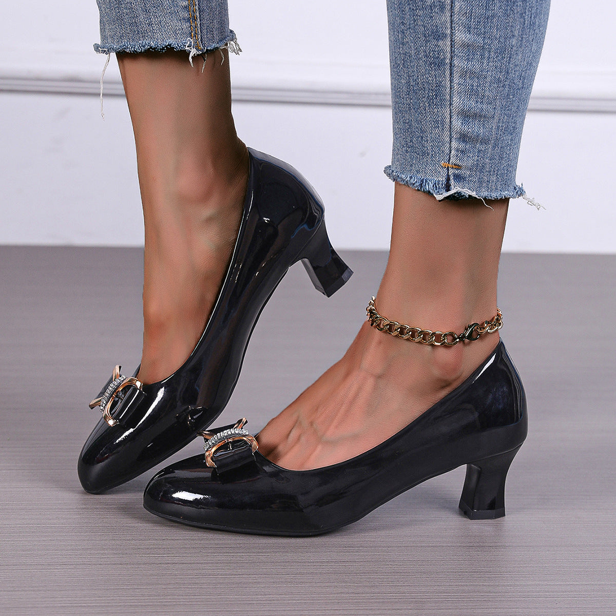 Schleifen High Heels Niedrig geschnittene Spitze Pumps | Ideal für alle Jahreszeiten