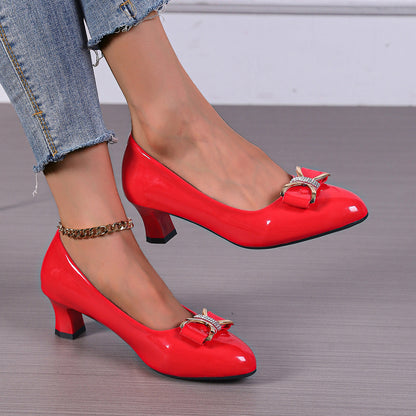 Schleifen High Heels Niedrig geschnittene Spitze Pumps | Ideal für alle Jahreszeiten