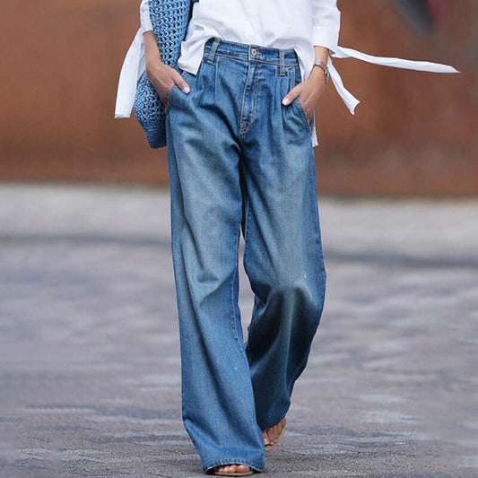 Weite High-Waist-Jeans Damen – ideal  für Herbst & Frühling