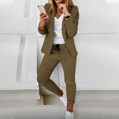 Damen-Zweiteiler mit fließendem Schnitt – Langarm-Oberteil & Weitbein-Hose | Ideal für Frühling und Herbst