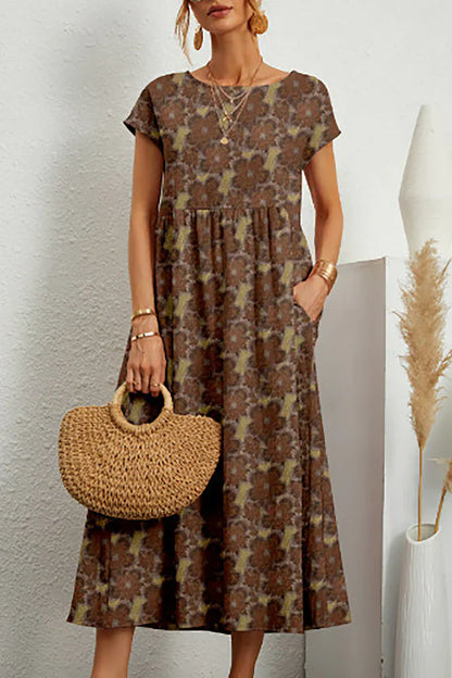 Ärmelloses bedrucktes Kleid mit Rundhalsausschnitt | Ideal für den Sommer