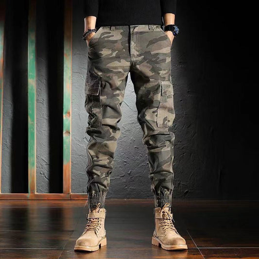 Herren Tarnmuster-Arbeitshose mit Bündchen und Wollfutter – Ideal für Frühling und Herbst
