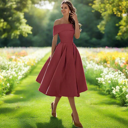 Strapless Satin Midi Kleid mit Fließendem Schnitt | Ideal für den Sommer
