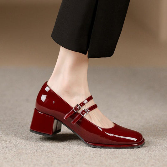 Weiche Leder-Chunky-Heels mit niedrigem Schnitt | Ideal für alle Jahreszeiten