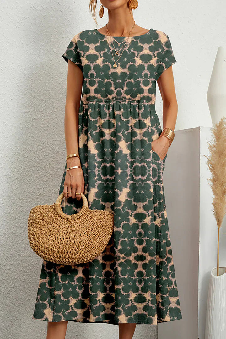 Ärmelloses bedrucktes Kleid mit Rundhalsausschnitt | Ideal für den Sommer