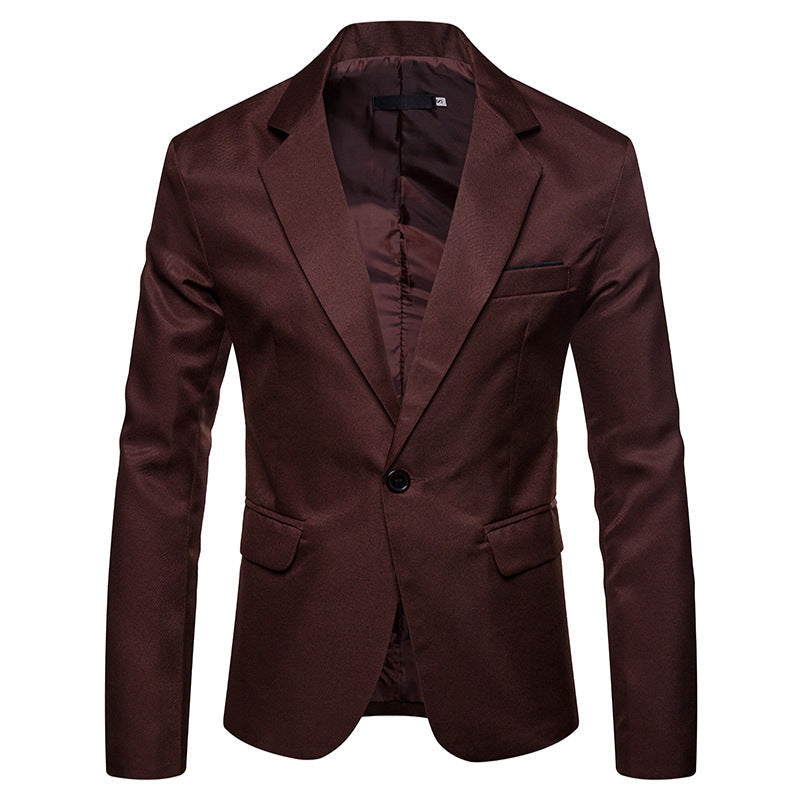 Brauner Herrenblazer aus Baumwolle, einreihig mit Knopfverschluss, elegantes Design, ideal für Business- und Freizeitkleidung.