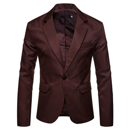 Brauner Herrenblazer aus Baumwolle, einreihig mit Knopfverschluss, elegantes Design, ideal für Business- und Freizeitkleidung.