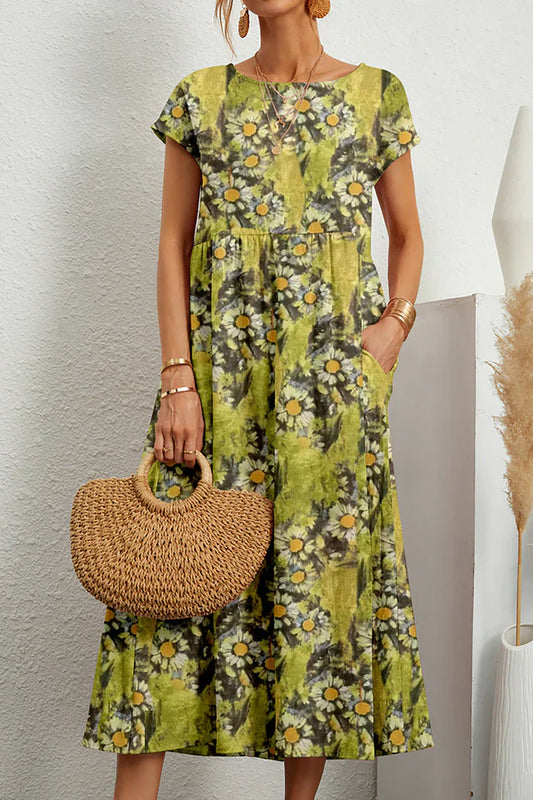 Ärmelloses bedrucktes Kleid mit Rundhalsausschnitt | Ideal für den Sommer