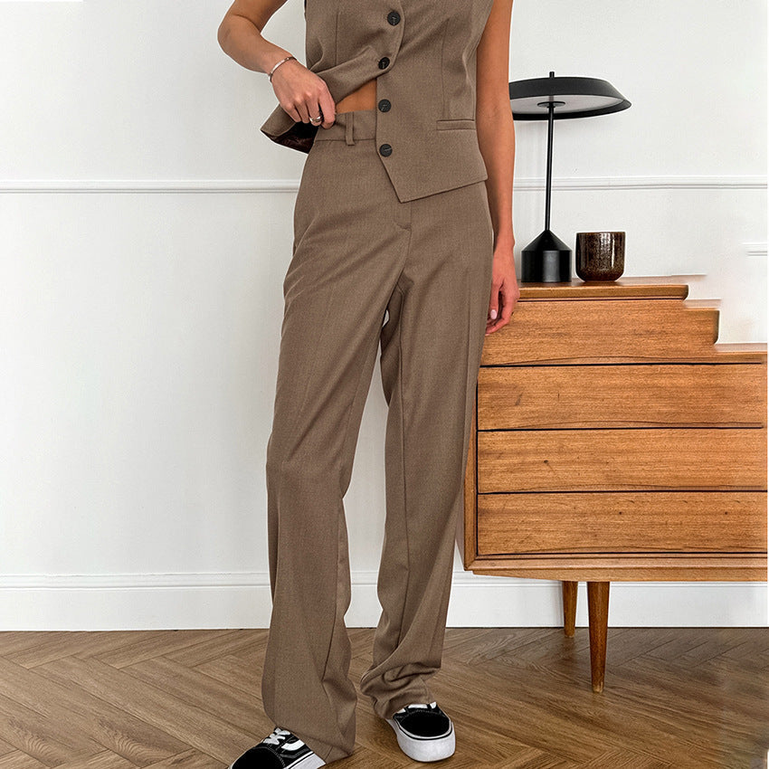V-Ausschnitt Ärmelloses Weste- und Hosen-Set | Ideal für Frühling und Herbst