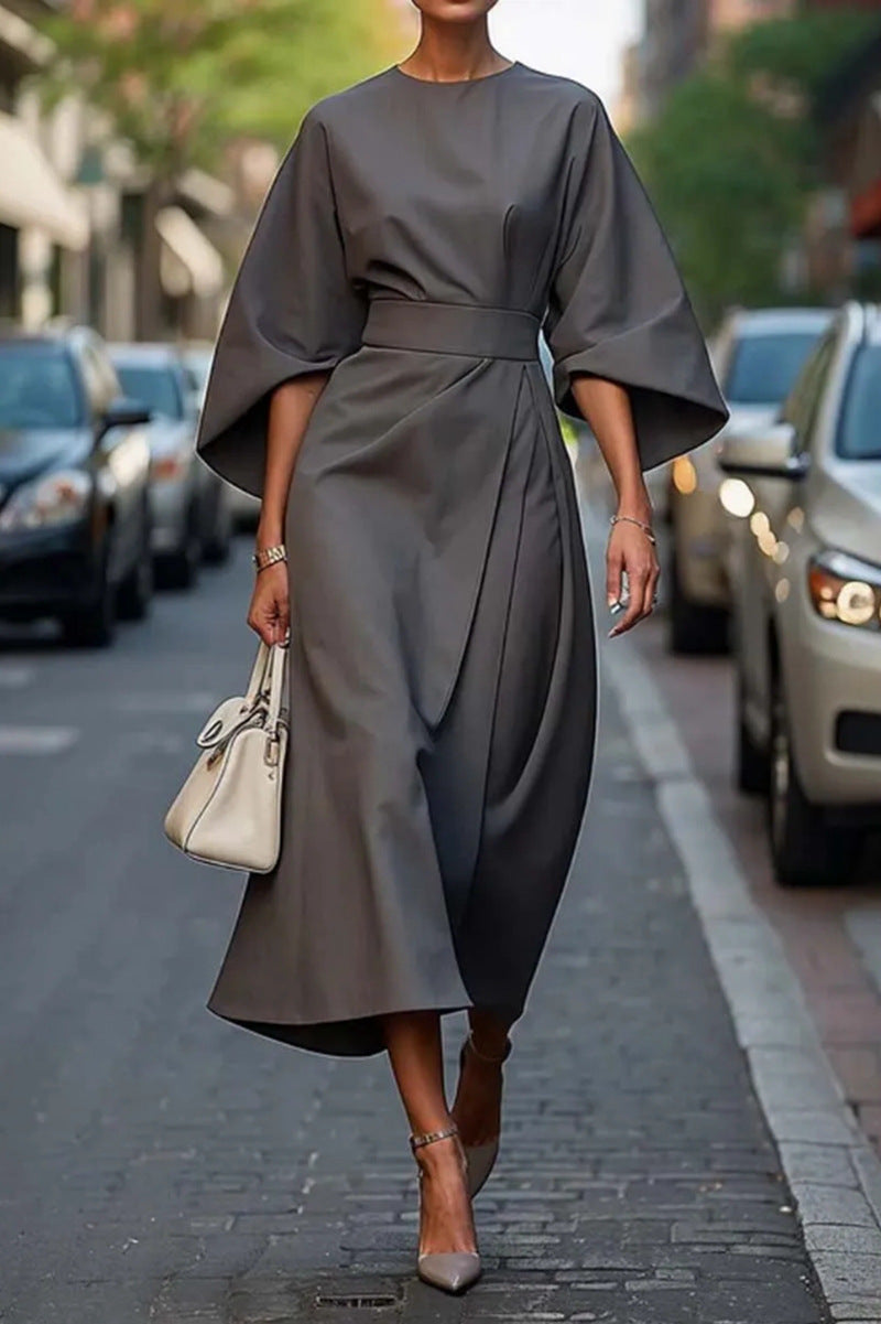 Kleid mit Langarm & Taillengürtel – Ideal für Herbst & Winter