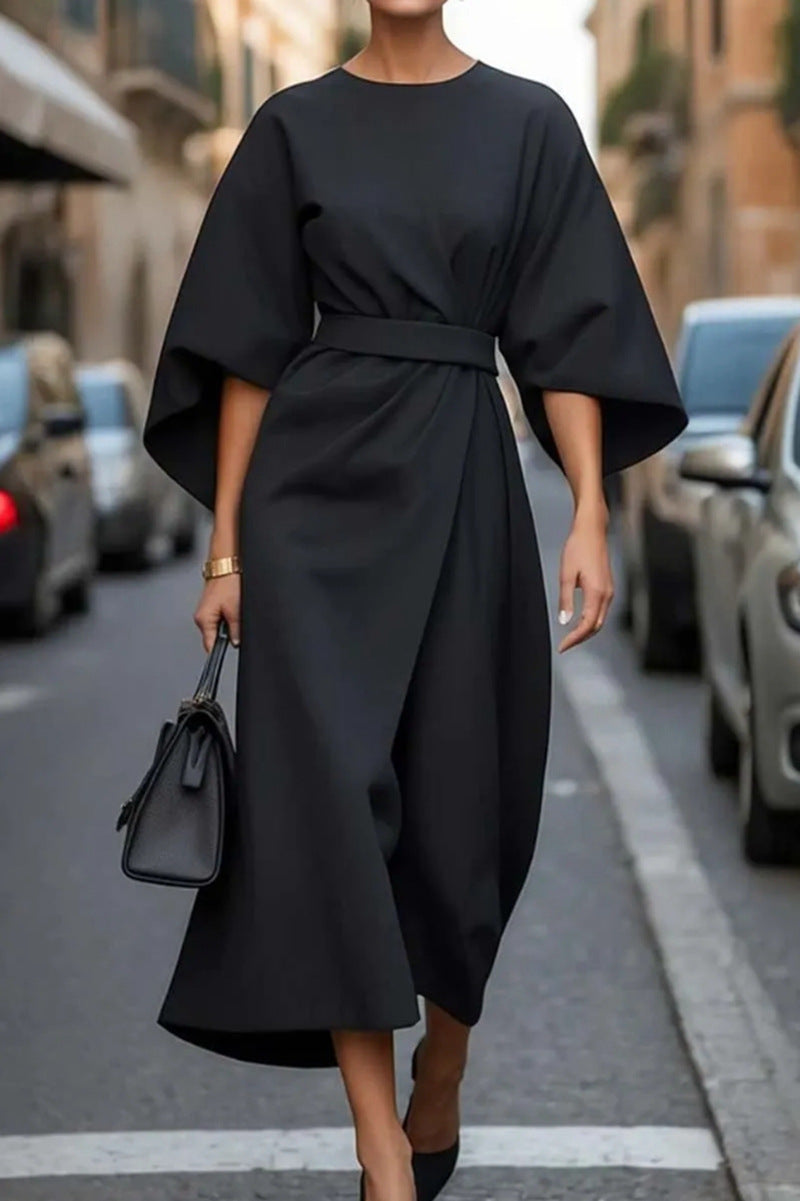 Kleid mit Langarm & Taillengürtel – Ideal für Herbst & Winter