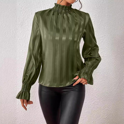 Damen Loose Satin Rollkragen Langarmshirt | Ideal für Herbst und Winter