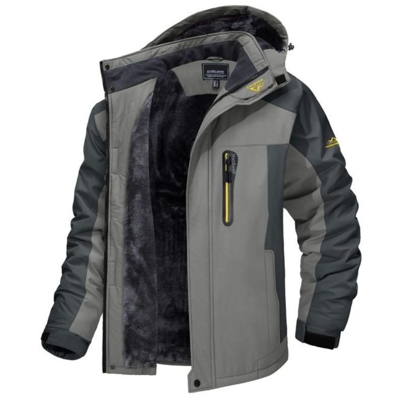 Herren Winterjacke mit Kapuze isoliertem Innenfutter und verstellbaren Bündchen
