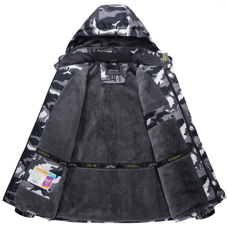 Herren Winterjacke mit Kapuze isoliertem Innenfutter und verstellbaren Bündchen