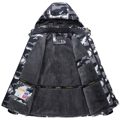 Herren Winterjacke mit Kapuze isoliertem Innenfutter und verstellbaren Bündchen