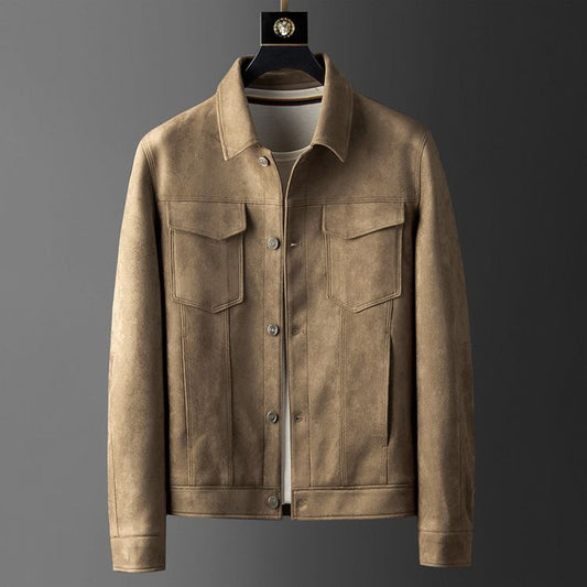 Streetwear Jacke aus hochwertigem Wildleder – Ideal für Herbst und Frühling