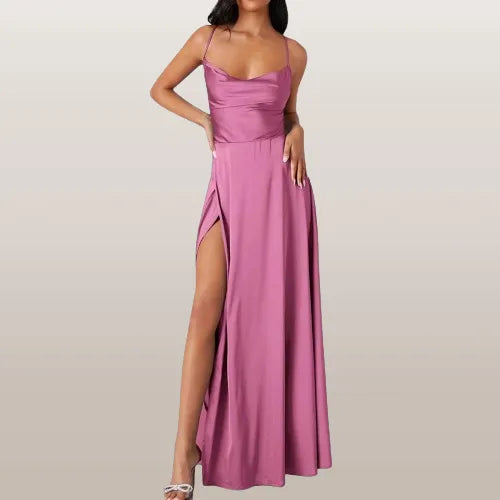 Ärmelloses Seiden-Maxikleid mit Fließendem Design I Ideal für Frühling und Sommer