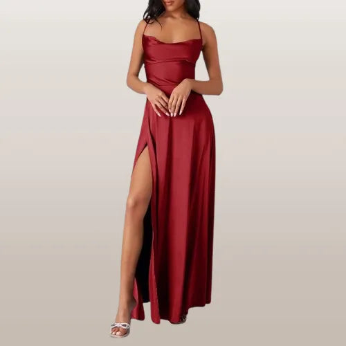 Ärmelloses Seiden-Maxikleid mit Fließendem Design I Ideal für Frühling und Sommer