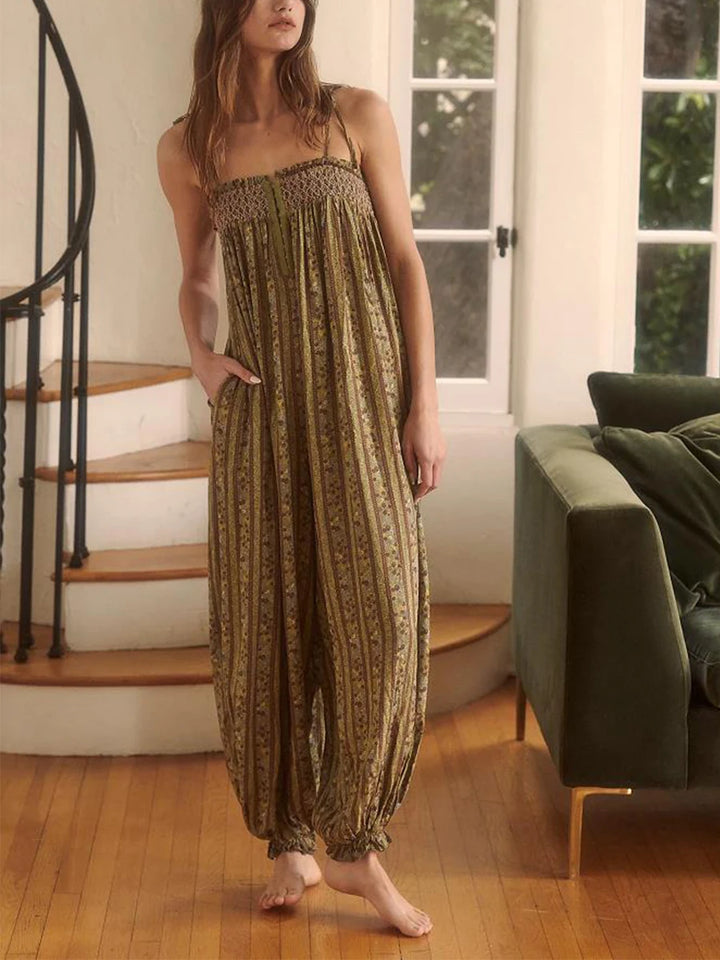 Tiefes V-Ausschnitt Rückenfreies Kleid mit Schnürung und buntem Druck – Ideal für den Sommer