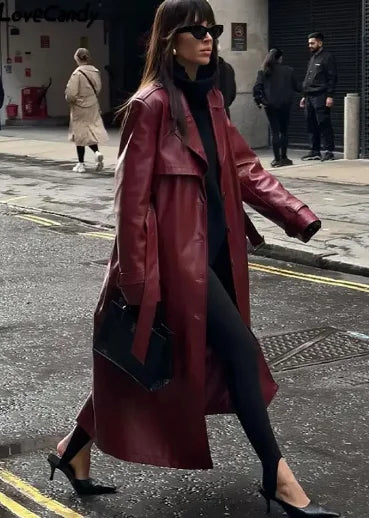 Lange Damenjacke mit Schnürdetails | Ideal für Herbst & Winter