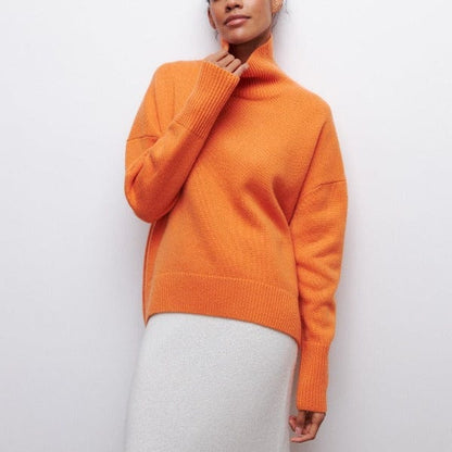 Damen Herbst Rollkragenpullover mit schmaler Passform und langen Ärmeln