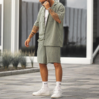 Vintage Sommer-Set für Herren – Kurzarm-Hemd & Shorts  – Ideal für Sommer