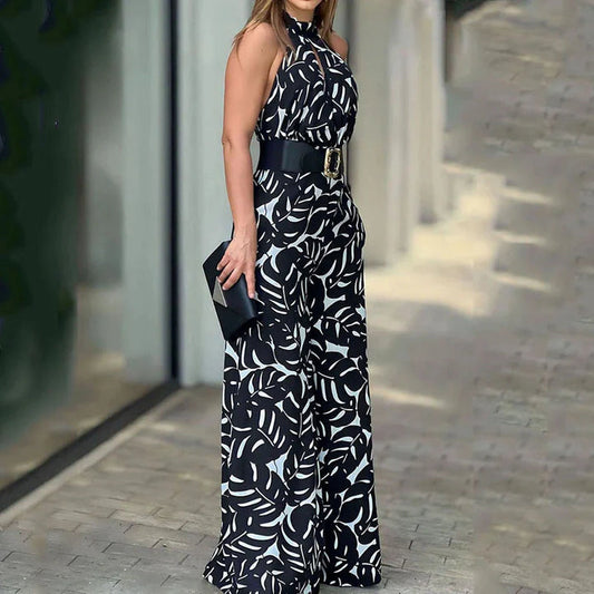 Sommerlicher Damen-Jumpsuit mit Elastischem Bund und V-Ausschnitt | Ideaal für Sommer