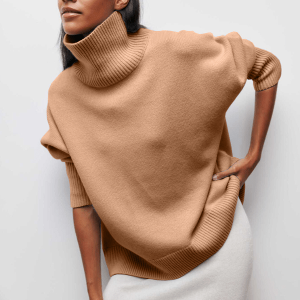Damen Herbst Rollkragenpullover mit schmaler Passform und langen Ärmeln