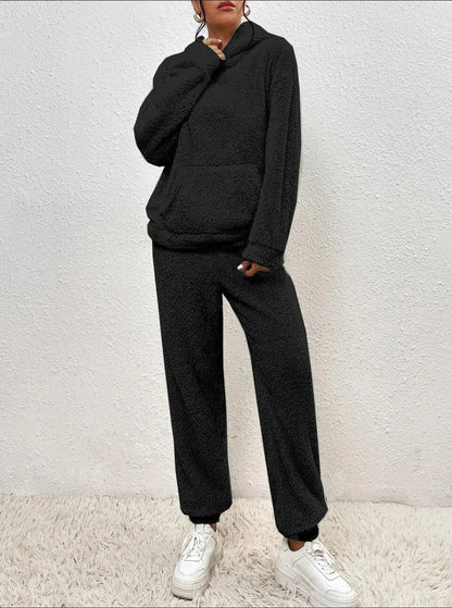 Bequemer Teddy-Hausanzug mit Kapuze und Wärmendem -  Ideal für Herbst und Winter