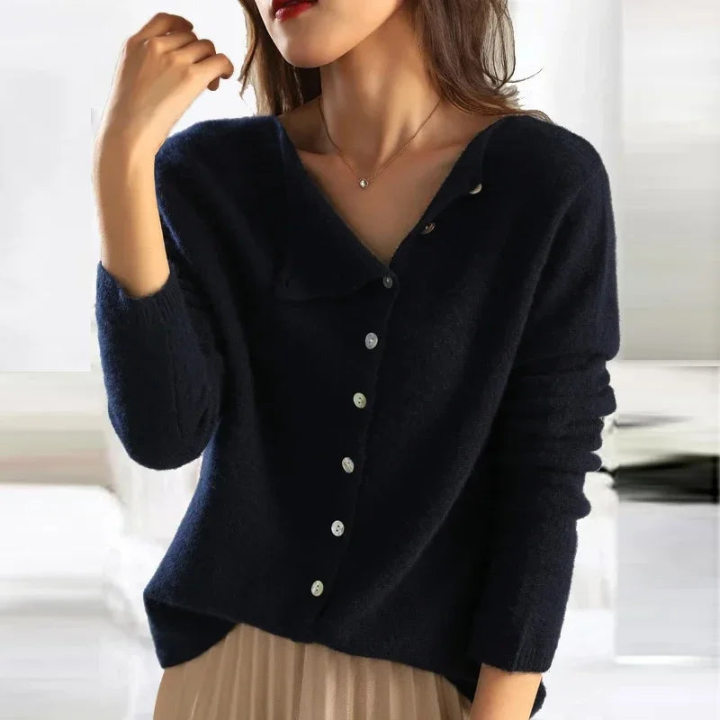 Damen Winterpullover mit Strickoptik und Knopfdetails