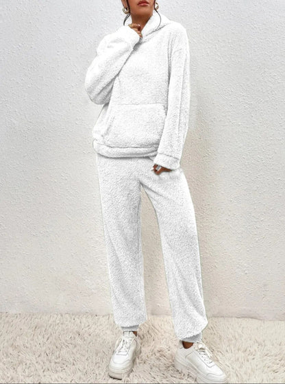 Bequemer Teddy-Hausanzug mit Kapuze und Wärmendem -  Ideal für Herbst und Winter