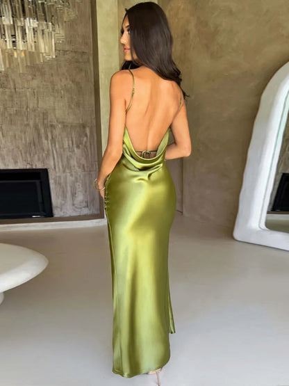 Satin Rückenfreies Maxikleid mit Spaghettiträgern | Ideal für Frühling und Sommer