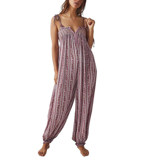 Tiefes V-Ausschnitt Rückenfreies Kleid mit Schnürung und buntem Druck – Ideal für den Sommer