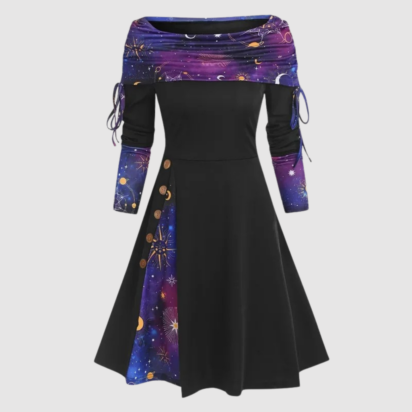 Off-Shoulder Langarm-Winterkleid | Ideal für Winter