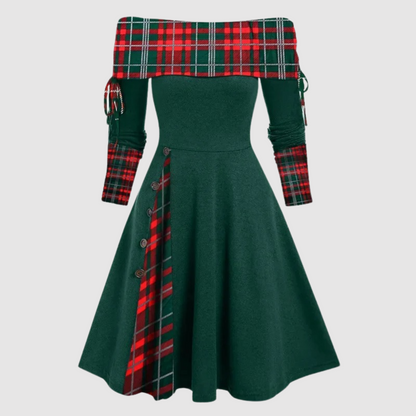 Off-Shoulder Langarm-Winterkleid | Ideal für Winter