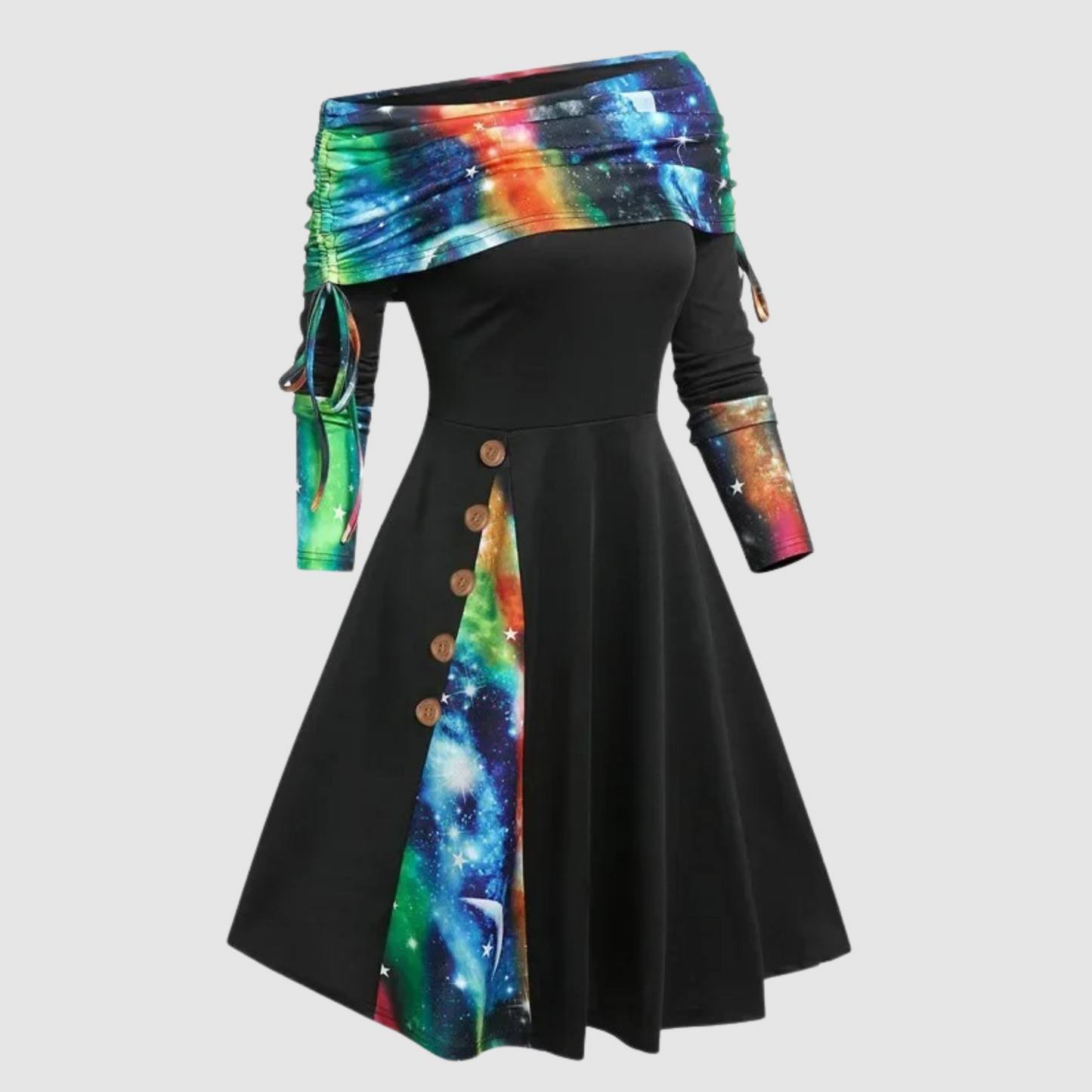 Off-Shoulder Langarm-Winterkleid | Ideal für Winter
