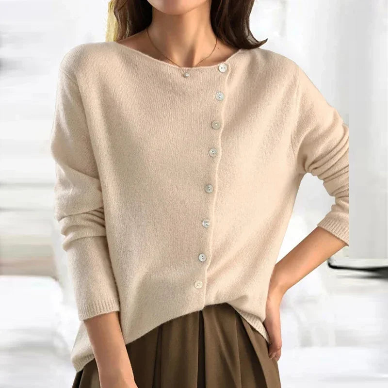 Damen Winterpullover mit Strickoptik und Knopfdetails