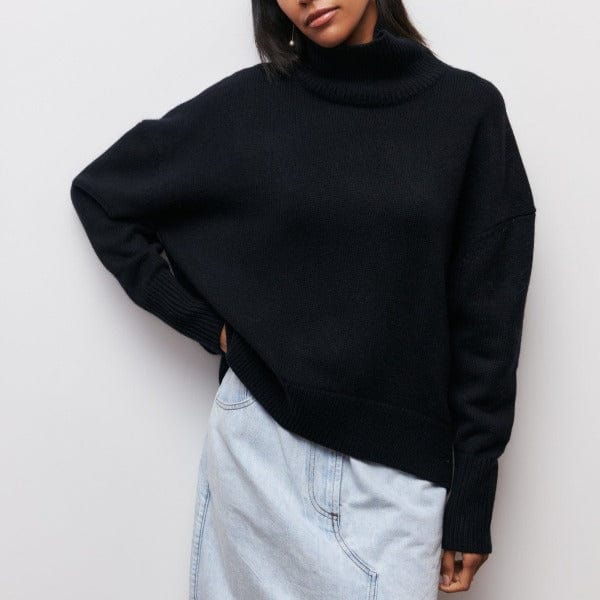 Damen Herbst Rollkragenpullover mit schmaler Passform und langen Ärmeln