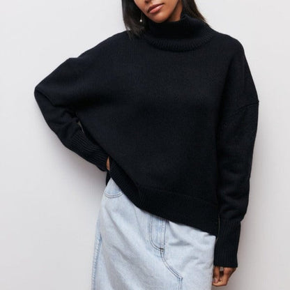 Damen Herbst Rollkragenpullover mit schmaler Passform und langen Ärmeln