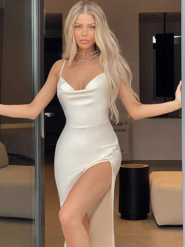 Satin Rückenfreies Maxikleid mit Spaghettiträgern | Ideal für Frühling und Sommer