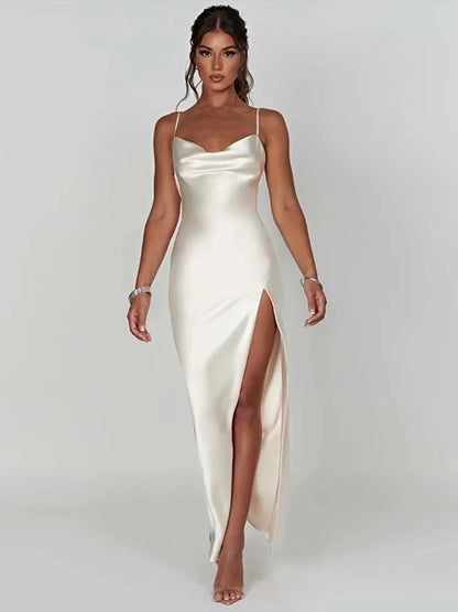 Satin Rückenfreies Maxikleid mit Spaghettiträgern | Ideal für Frühling und Sommer