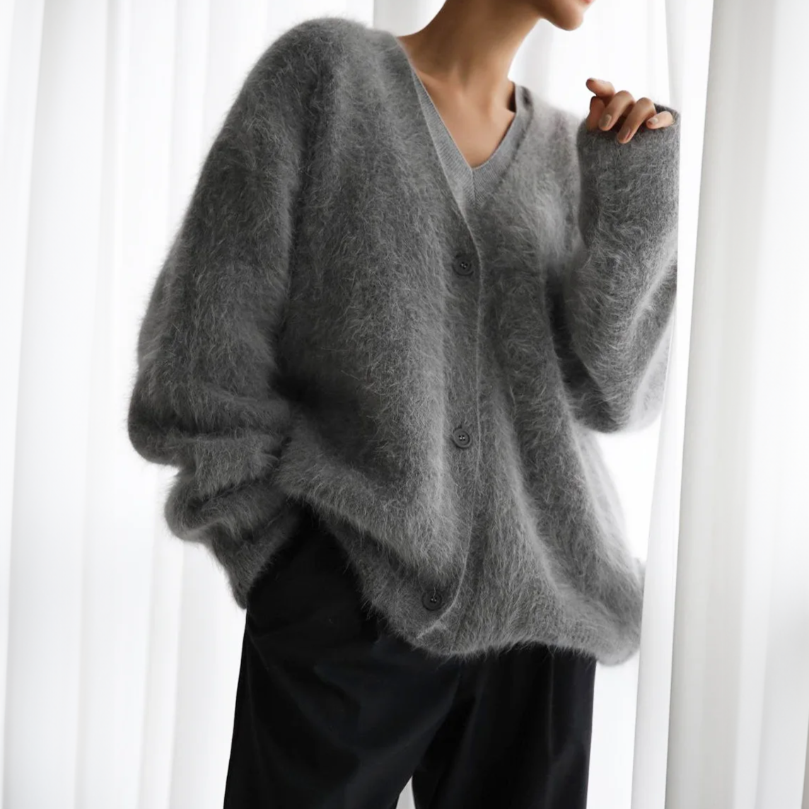 Kaschmir-Strickjacke mit lockerer Passform | Ideal für kühle Tage