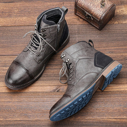 Herren Winterstiefel mit rutschfester Sohle in Grau, Gelb, Schwarz und Braun