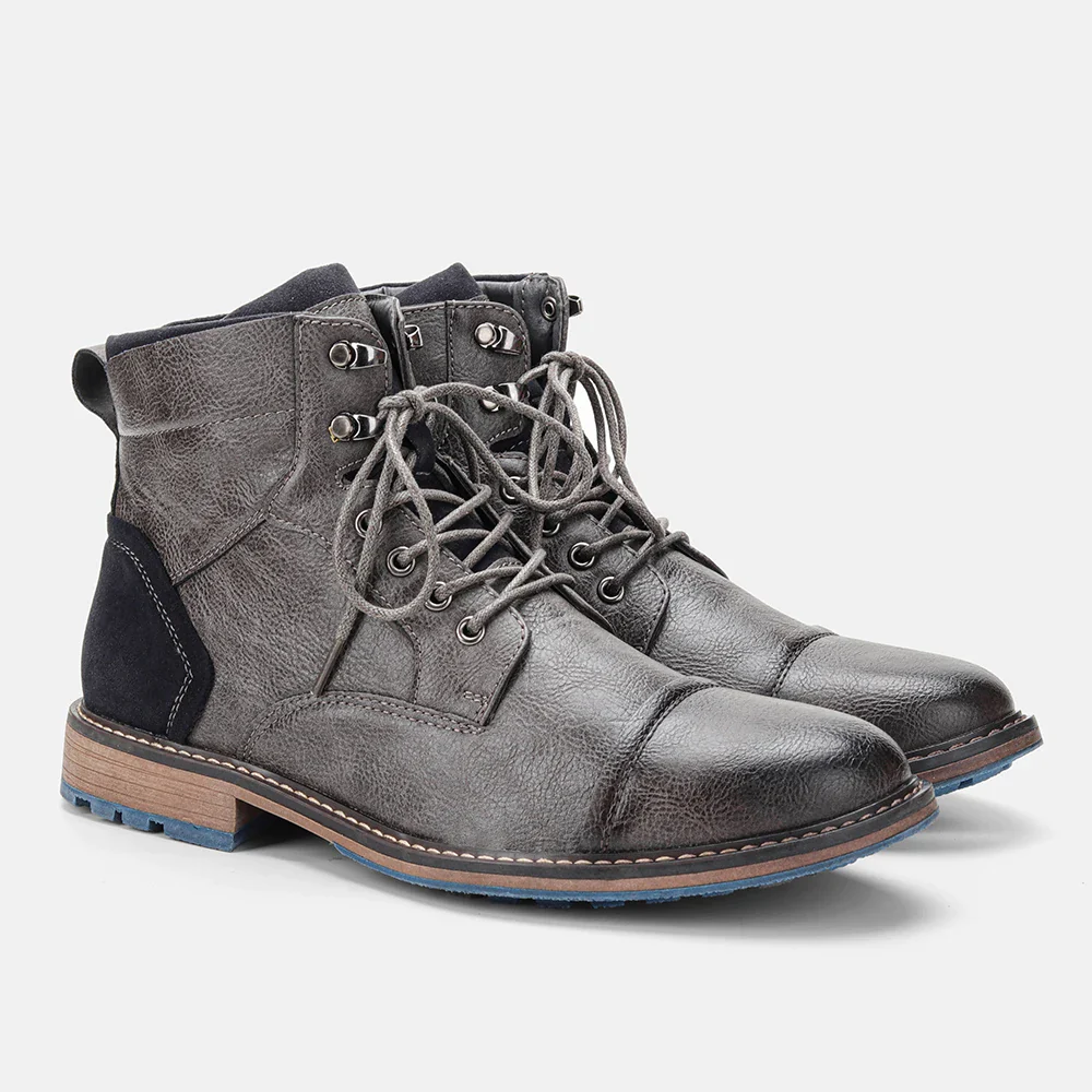 Herren Winterstiefel mit rutschfester Sohle in Grau, Gelb, Schwarz und Braun