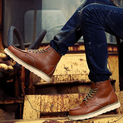 Vintage Lederstiefel mit robuster Sohle | Ideal für Herbst & Winter
