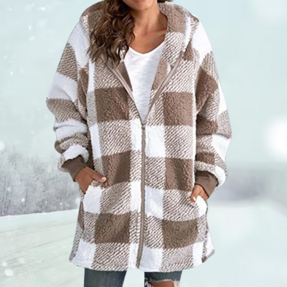 Kariertes Winterjacke mit Kapuze und Taschen | Ideal für den Winter