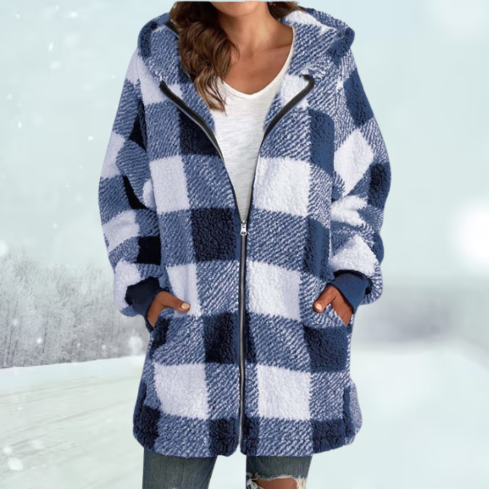 Kariertes Winterjacke mit Kapuze und Taschen | Ideal für den Winter