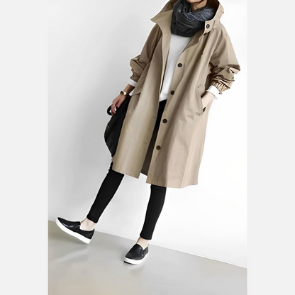Mabel - Lange Windbreaker-Jacke mit Kapuze